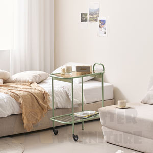 Rolling Cart Movable Serving Cart with Casters Wine Storage Rack Metal Rolling <b>Book</b> Cart with Glass Top Mobile Trolley - Product Image 5