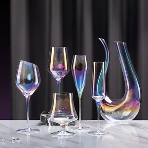 2021 nuovo arrivo divertente bicchieri discoteca bere vetro placcato arcobaleno colore Funky Decanter tazza di vino flauti di Champagne bicchiere di Brandy