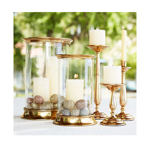 Bougeoir avec bougeoir en verre pour centre de table de mariage, décorations, bougeoir en aluminium de haute qualité - Product Image 1