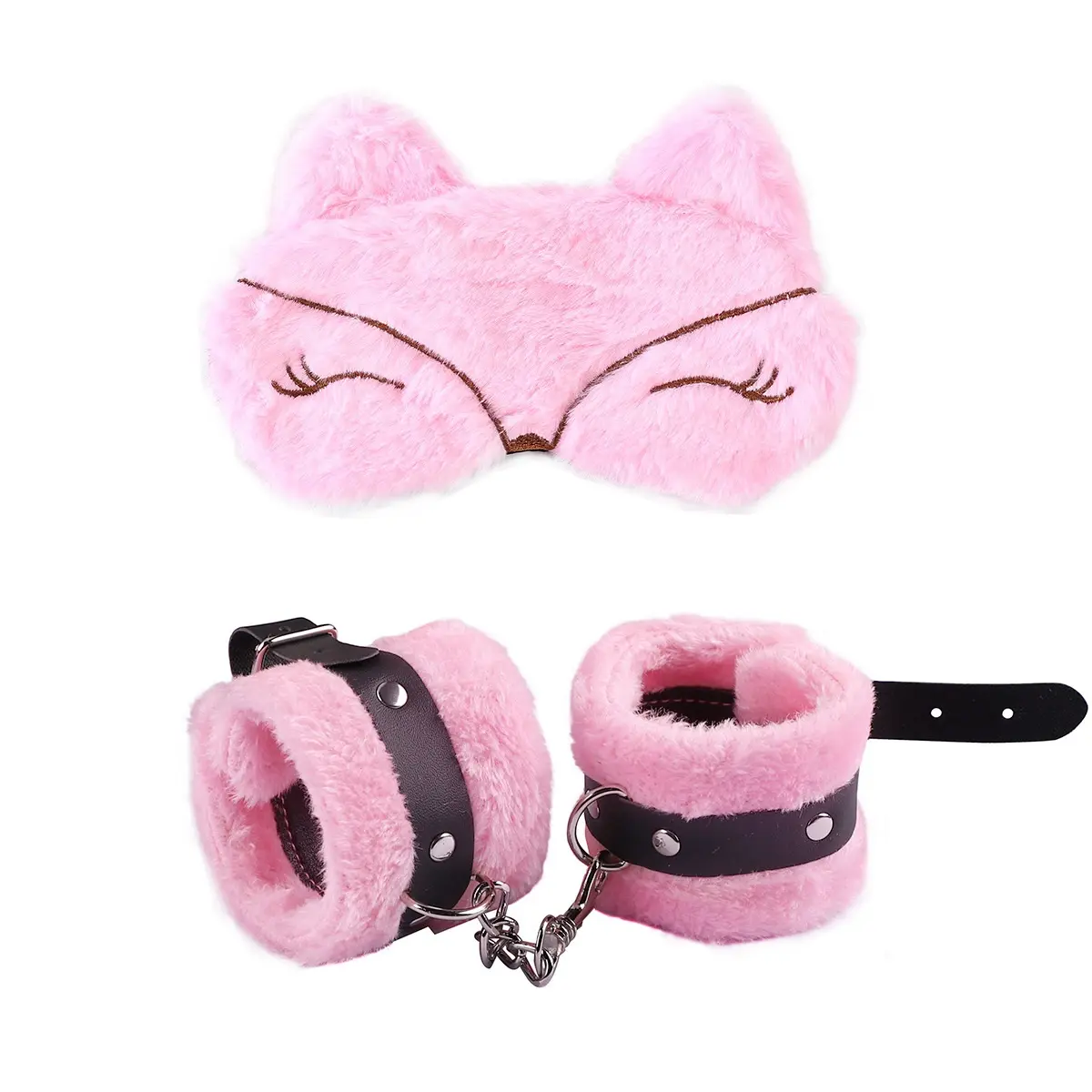 SM alternative toy couple flirtation handcuffs plush eye mask Sex toys plush eye mask Handcuffs adult sex bondage set