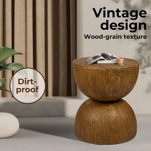 Sidekick elegante para cualquier sofá, cama o esquina poco usada Textura natural, y mesa auxiliar de tambor de madera de estilo elegante - Product Image 6