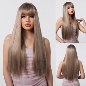 วิกผมทรงตรงยาวสีน้ำตาลแชมเปญ<span class=keywords><strong>ทรง</strong></span>ตรงสไตล์ยุโรปและอเมริกา - Product Image 5