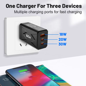 Cargador USB de 65 W, 2 Puertos Tipo C PD, QC 3.0, Cargador Rápido Tipo C para Teléfono Móvil, Adaptador para Laptop, para iPhone, Xiaomi, <span class=keywords><strong>Samsung</strong></span> - Product Image 3