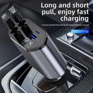 Adaptateur de charge rapide Starry Sky C9 Top Fast 120W avec câble rétractable 1 à 4, affichage numérique multifonctionnel, nouveau chargeur de voiture - Product Image 6