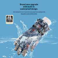 Gants de ski et de snowboard pour enfants, motif baleine sous-marine, imperméables, chauds, doublés de polaire, antidérapants sur toute la paume, pour garçons et filles de 4 à 12 ans