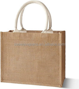 Sacs fourre-tout en jute écologiques en gros, sacs de courses en toile de jute naturelle, pochettes en lin, sacs avec logo imprimé - Product Image 4