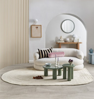Ensemble de table basse et console laquées multicolores à finition brillante, meubles contemporains à bords incurvés