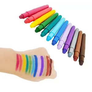 KH3005 12 couleurs, Crayon lavable pour le visage, peinture corporelle, Non toxique, bâton soyeux