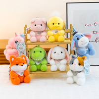Porte-clés en peluche animaux mignons : renard, lapin, cochon, canard, dinosaure, chat, licorne, âne – Pendentif poupée en peluche douce, jouet en peluche