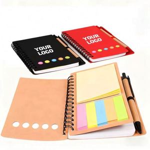 Memo Flag Kraft Paper Mini Small Notebook <b>Notepads</b> With Pen and Sticky Notes Custom Promotional Gifts - Product Image 6