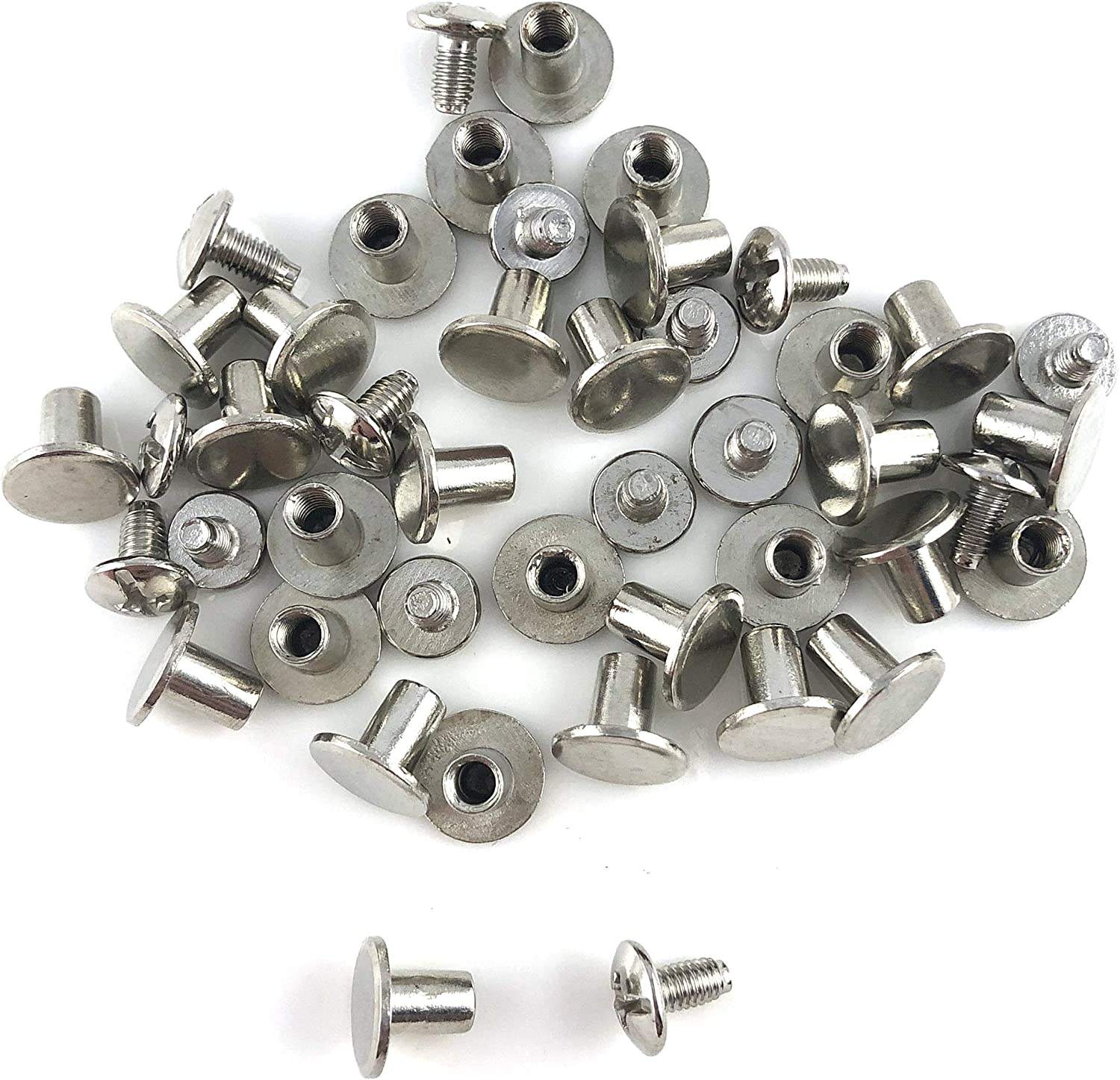 10 Pezzi In Ottone Massiccio Rame Chicago Ve Chiodo Post Rilegatura Rivetto Testa Rotonda Perno Per Pelle Artigianale Portafoglio Borsa Cinghia Web Libro - Foto 10