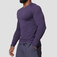Vente en gros de chemise athlétique à manches longues pour hommes D-DCX1075 style sportif respirant et évacuant l'humidité pour l'entraînement motif solide