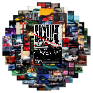 50 pz Super Cool Poster di auto da corsa adesivi Graffiti per Laptop decorazione murale giapponese modificato auto sportive - Product Image 6
