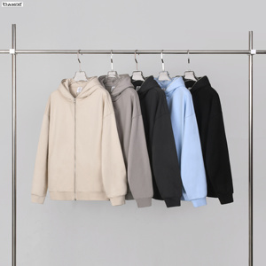 Sweat à capuche zippé intégral pour homme, coupe oversize, vintage, effet vieilli, délavé à l'acide, 400 g/m², vierge, personnalisable - Product Image 1