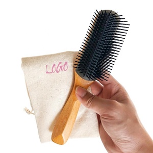 Brosse à cheveux démêlante <span class=keywords><strong>Denman</strong></span> détachable de haute qualité à 9 rangées avec manche en bois écologique et logo personnalisé, très vendue - Product Image 3