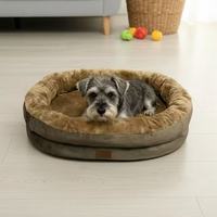 Lit pour animaux de compagnie universel très vendu, lit pour chien en velours arctique luxueux, doux et confortable, lit ovale pour grands chiens