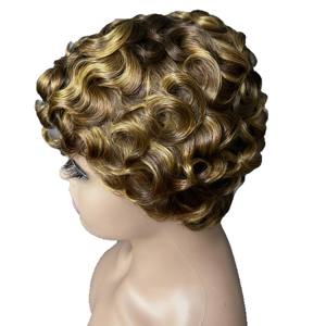 Peluca de Cabello Remy <span class=keywords><strong>Corto</strong></span> para Mujer, Estilo Elfo, Rubio Transparente, Resistente al Calor, Grado 12A, Calidad de Exportación - Product Image 5