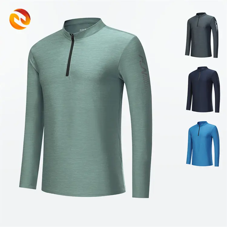 Custom Heren Snelle Droge Lange Mouw Sport Linkermouw Pocket Shirts 1/4 Kwart Zip Pullover Shirt Golf Trui Pullover Voor Heren