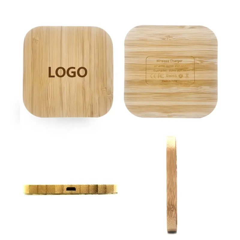 Hot Selling Customizable Gold Wood Base Log Usb Mobile Phone Wooden Portable 10W Qi Induction Wireless Charger 15W Fast Charging