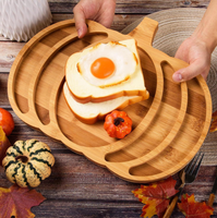 Plateau de service en bambou en forme de citrouille, plateau à collations divisé pour Thanksgiving, Halloween, fête d'automne, plateau à bonbons, noix, charcuterie