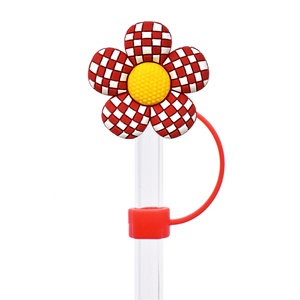 En gros, embouts de pailles en silicone réutilisables personnalisés de 10 mm, décorations de pailles en plastique en forme de fleur populaires et mignonnes pour accessoires de boisson - Product Image 6