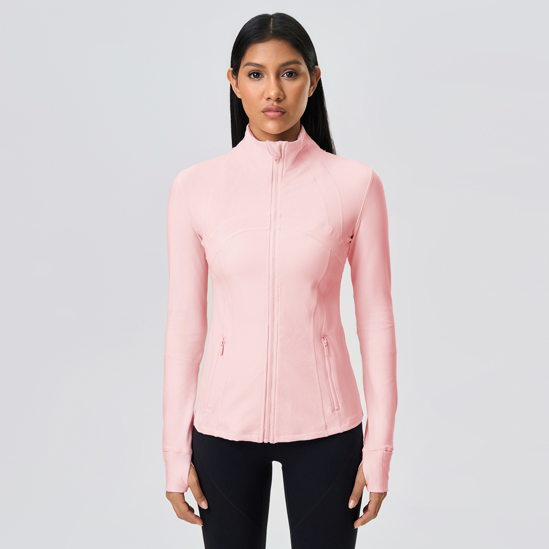 Women's Solid Breathable Stretchy Long Sleeve Yoga Jacket Autumn Winter Full-Zip Running Gym Fitness Workout 1-Piece Outerwear