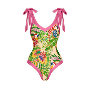 Stock Custom Print <strong>Plus</strong> <strong>Size</strong> Designer One Piece Swimwear Ties Shoulder Trend Two Pieces Bathing Suits <strong>Beach</strong> Sarong <strong>Cover</strong> <strong>Ups</strong> - Product Image 2