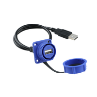 Connecteur industriel à montage sur panneau LSHITECH M21 IP67 étanche USB 2.0 avec câble d'extension de 0,3 m