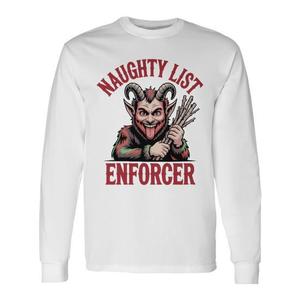 Camiseta de manga larga Naughty List Enforcer, camiseta navideña unisex con cuello redondo, talla para adultos - Product Image 1