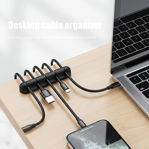 Soporte organizador de cables, 3 ranuras, plástico negro, duradero, para cables, uso en el hogar, oficina y escritorio - Product Image 3