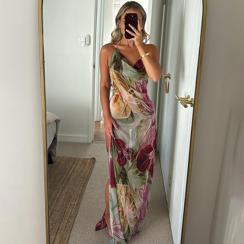bohemian dress beach Isa Silk Blue Maxi Dress beach dress,Bohemian Dress,Boho silk dress –  Sandhya Garg