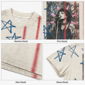 OEM Oversized T-<b>shirt</b> 300GSM Heavyweight Cotton Washed Cropped Boxy Rhinestone Bling Graphic Tee <b>Men</b> T <b>Shirt</b> - Product Image 3