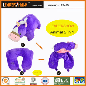 Adorable oreiller de <span class=keywords><strong>voyage</strong></span> 2-en-1 en forme de <span class=keywords><strong>pingouin</strong></span>, peluche animale de dessin animé et support de cou en U, coussin pliable pour avion et voiture - Product Image 3