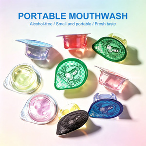 UUKKG Bain de bouche portable jetable aromatisé à la menthe, antibactérien et rafraîchissant, sans alcool, mini nettoyant buccal avec gobelets en gelée - Product Image 1