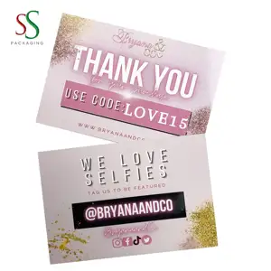 Blanco Roze Bedankkaarten Met Logo Voor Bruiloft Of Verjaardag, Visitekaartje