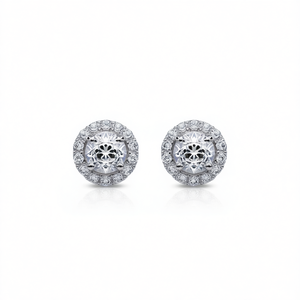 E1661 Orecchini in oro bianco con diamanti, taglio rotondo brillante, colore D, diamante naturale, gioielli da sposa classici da donna - Product Image 1