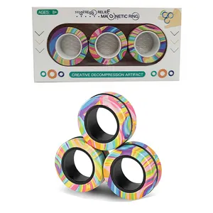 Stres oyuncakları mıknatıslar Spinner yüzükler stres giderici duyusal oyuncak kamuflaj renk 3 adet manyetik Fidget yüzük