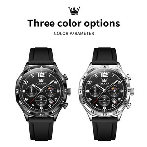 Reloj de Cuarzo Deportivo para Hombre OLVES 2986, Multifunción, Correa de Silicona, Resistente al Agua, Casual de Negocios, Regalo - Product Image 6