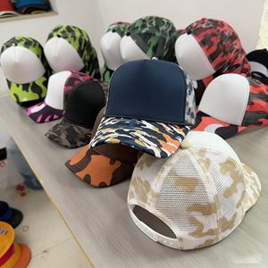 Casquette de baseball en coton de haute qualité avec logo personnalisé, 5 panneaux, maille, mousse, imprimé numérique à carreaux, camouflage, corde, léopard, style trucker - Product Image 3