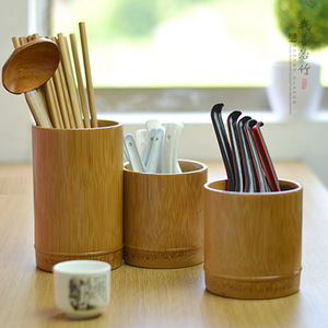 <b>Bamboo</b> Chopstick Holder Cylindrical Standing Type Kitchen Tableware Storage <b>Container</b> For Chopsticks Spoon - Product Image 1
