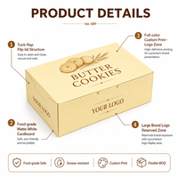 Boîte en carton blanc avec logo personnalisé imprimé, couvercle rabattable, carton de haute qualité pour l'emballage de biscuits, de collations et de produits de boulangerie