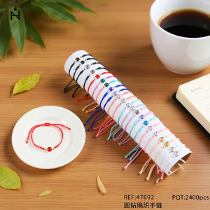 Bracciale Intrecciato con Diamanti Rotondi, Perline Multicolore, Regolabile, Gioiello alla Moda per Donne, Idea Regalo - Product Image 3