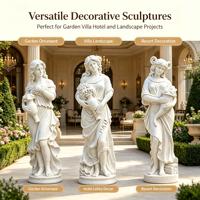 Statue de déesse des quatre saisons en pierre naturelle d'extérieur, sculpture féminine polie à la main pour la décoration de cour