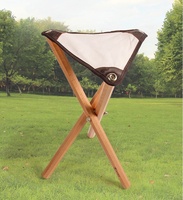 HE-1149, Portable Pliant Hêtre Bois Camping Pique-Nique SBBQ Chaises Chaises De Pêche En Bois Massif Et Toile Tabourets Triangulaires