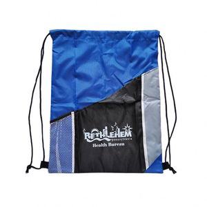 Mochila única con diseño de patchwork y doble cordón, ideal para guardar artículos esenciales de viaje, zapatos o accesorios de playa - Product Image 3
