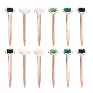 Bút bi kim loại mạ vàng hồng đa năng BECOL Wholesale Creative, in logo tùy chỉnh, ngòi 1.0mm, tích hợp dụng cụ <span class=keywords><strong>massage</strong></span> mặt, làm quà tặng - Product Image 1