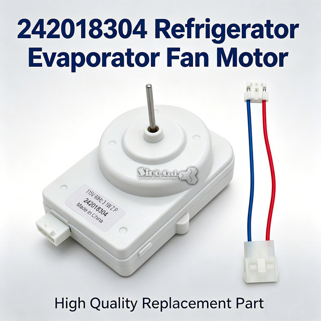 SinoCool 115V 3.1W Refrigerator Evaporator Fan Motor with Wire Harness & Connector, Model 242018304