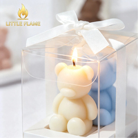 Bougie parfumée en forme d'ours en peluche, finition mate, cire de soja, forme d'animal mignon, boîte transparente, ruban, nœud, décoration d'intérieur, vente en gros, marque privée