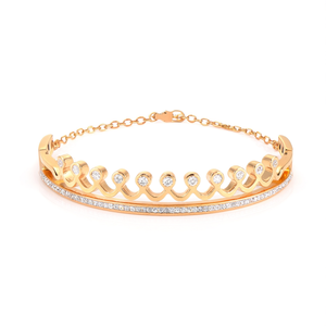 Bracelet manchette en cristal plaqué or PVD, acier inoxydable 316L, motif couronne, design classique et élégant, bijoux pour femmes - Product Image 2