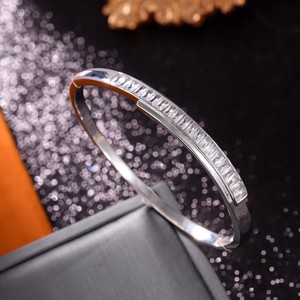 Starry Sky Zircon <b>Bangle</b> <b>Bracelet</b> Gold <b>Silver</b> Channel Setting Women's Jewelry Gift Geometric Fashion Minimalist Design - Product Image 4